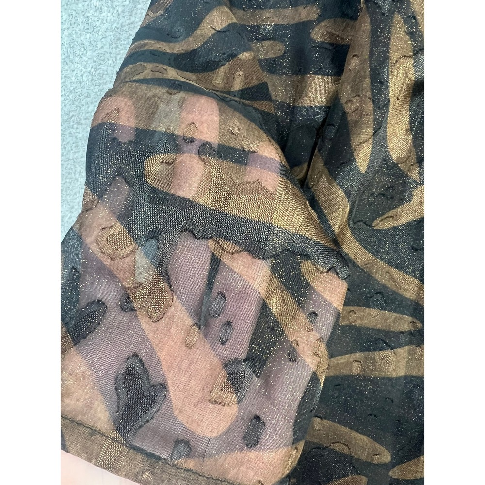 Additions by Chicos Womens Size 1 Gold‎ Metallic Zebra Print Sheer Topper Jacket - Picture 6 of 9